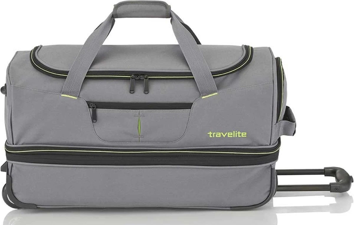 Travelite Basics Wheeled Duffle 70cm Expandable Grey/Green Travelite Basics Wheeled Duffle 70cm Expandable Grey/Green -Travelite Reistassen