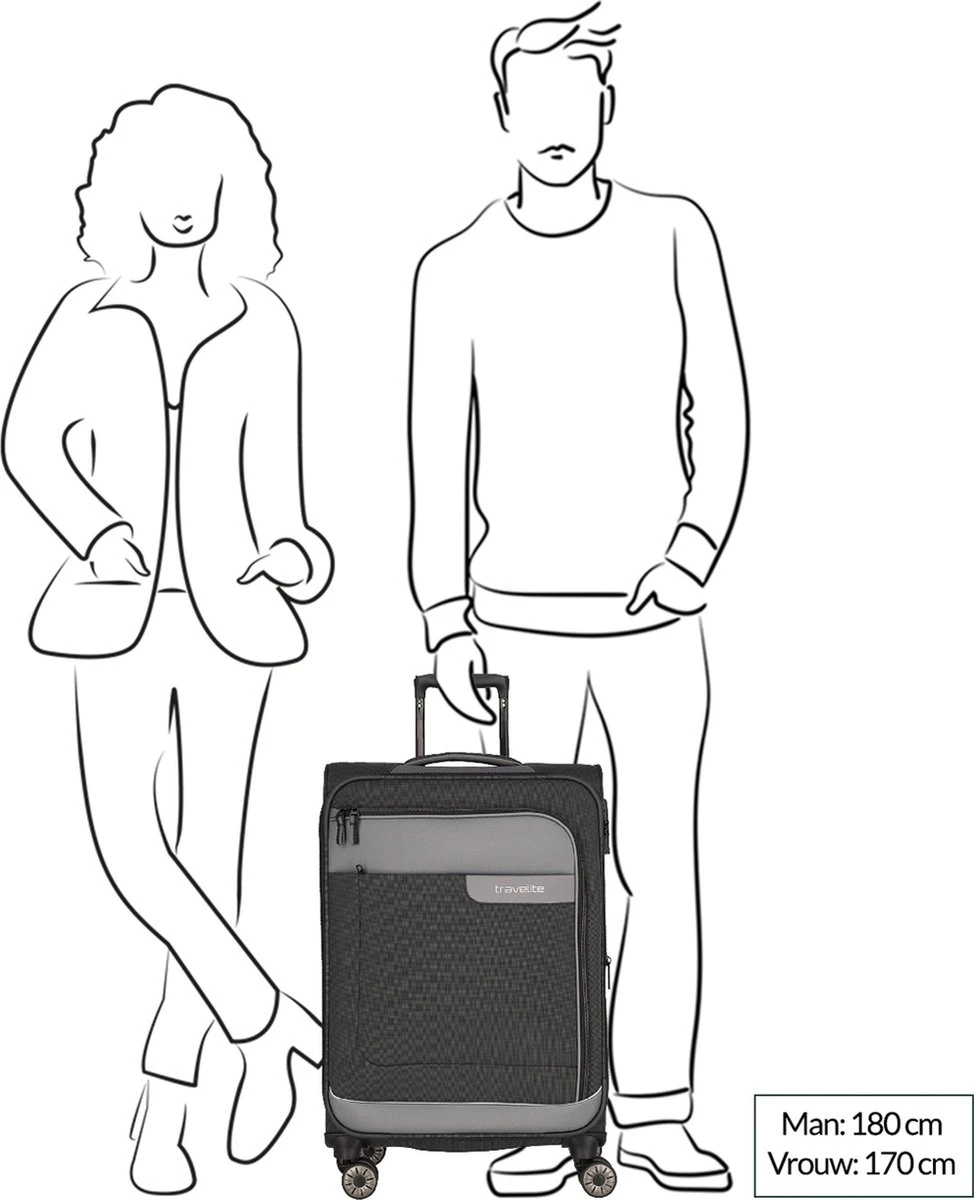 Travelite Zachte koffer / Trolley / Reiskoffer - Viia - 67 cm (medium) - Roze Travelite Zachte Koffer / Trolley / Reiskoffer - Viia - 67 Cm (medium) - Roze -Travelite Reistassen